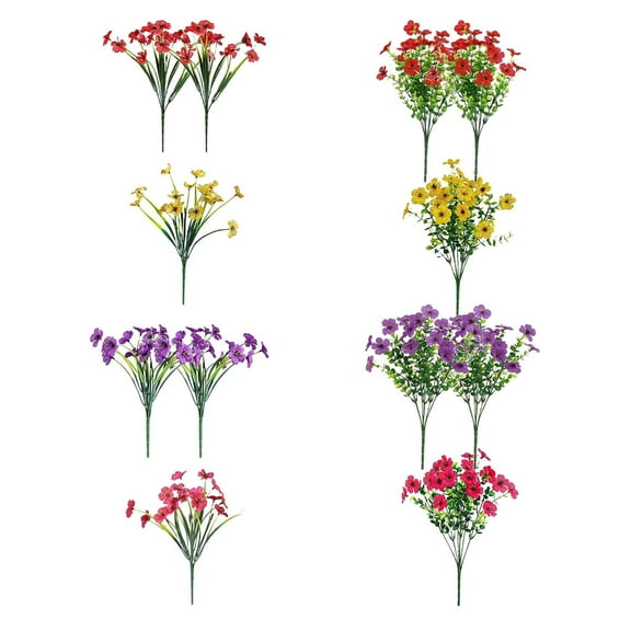Bunch Of 12 Artificial Flowers For Outdoor Decoration Violet Faux Colored Spring Plants For Indoor Outdoor Yard Home Patio Porch Decoration