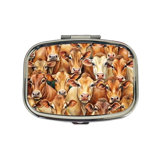 Bunch Of Brown Cow Faces Small Travel Handbag Pill Box Case