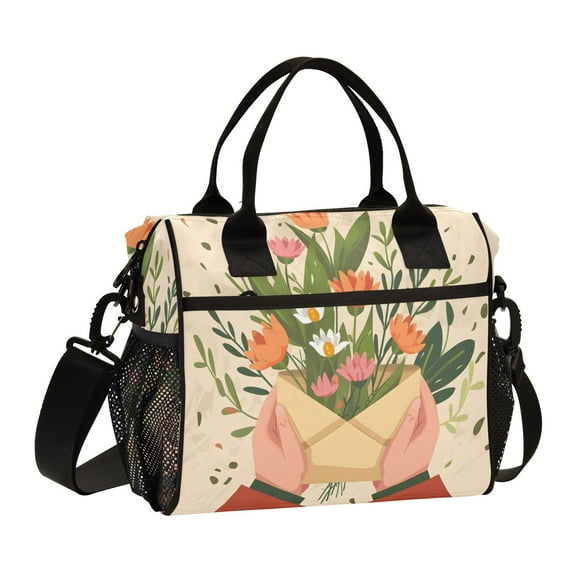 Bunch Of Flowers Hands Cooler Bag Lunch Bag Soft Cooler Cooling Tote Insulated Lunch Box for Adult Men Women