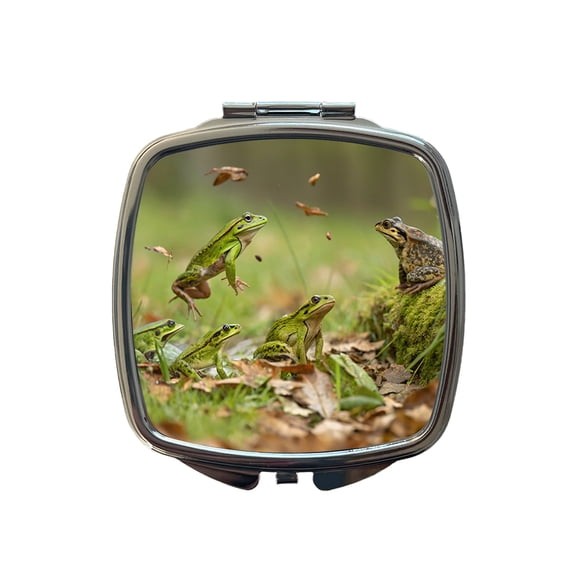Bunch Of Frogs Travel Makeup Handbag Purse Small Pocket Compact Mirror