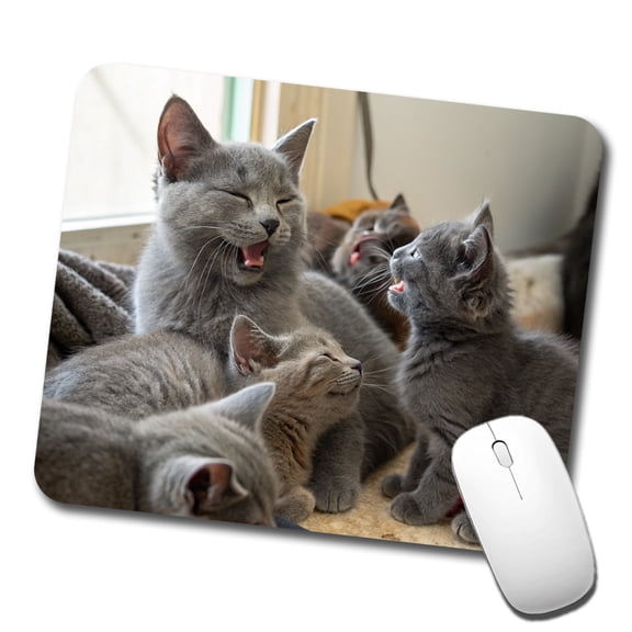 Bunch Of Gray Cats Mouse Pad Low Profile Gaming Mat