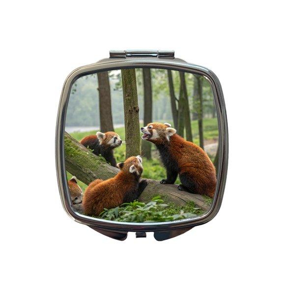 Bunch Of Red Pandas Travel Makeup Handbag Purse Small Pocket Compact Mirror