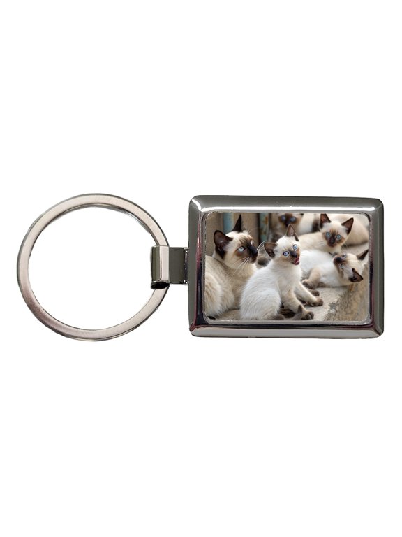 Bunch Of Siamese Cats Metal Rectangle Keychain
