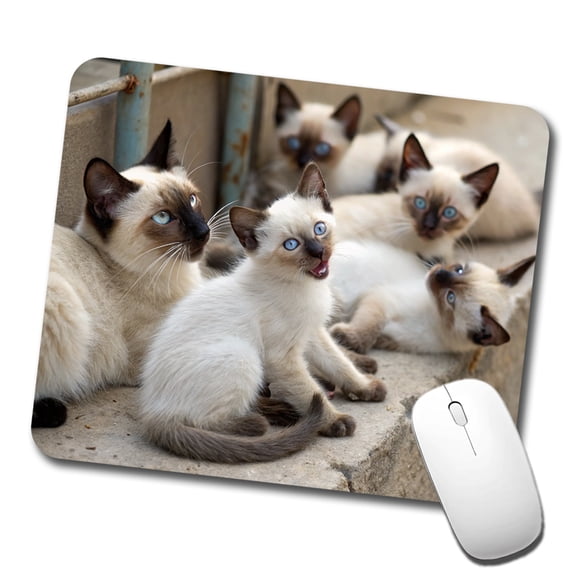 Bunch Of Siamese Cats Mouse Pad Low Profile Gaming Mat