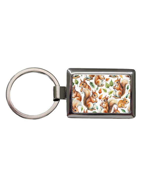 Bunch Of Squirrels Metal Rectangle Keychain