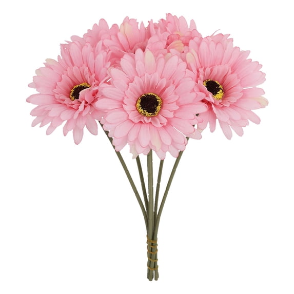 Artificial Gerbera Daisy Bouquets, Fake Gerbera Flower Bundles Faux Daisy Floral Arrangements,No Maintenance Rustic Style Bouquets for Wedding Bridal Home Hotel Table Centerpieces Decor,Pink1