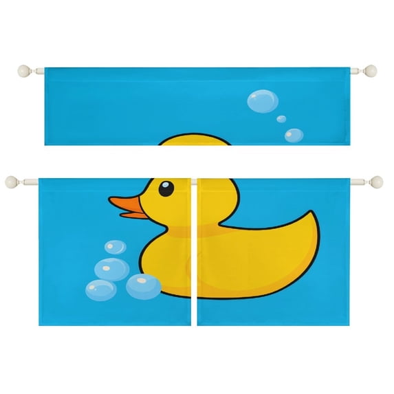 Bunch of Rubber Ducks Kitchen Curtain Valance Tier Set, 3 Pieces Semi ...