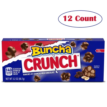 Buncha CRUNCH, Real Milk Chocolate Candy Treat, Share 3.2 Oz Box (12 Pack)