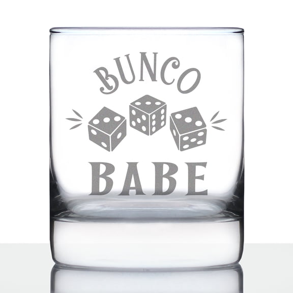 Bevvee Whiskey Rocks Glass 10.25 oz Bunco Babe Gifts for Bunco Enthusiasts Glassware & Drinkware