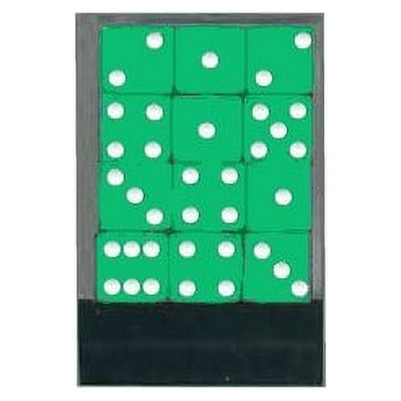 Bunco Green Dice with White Dots 1 Dozen Green Dice - 16mm