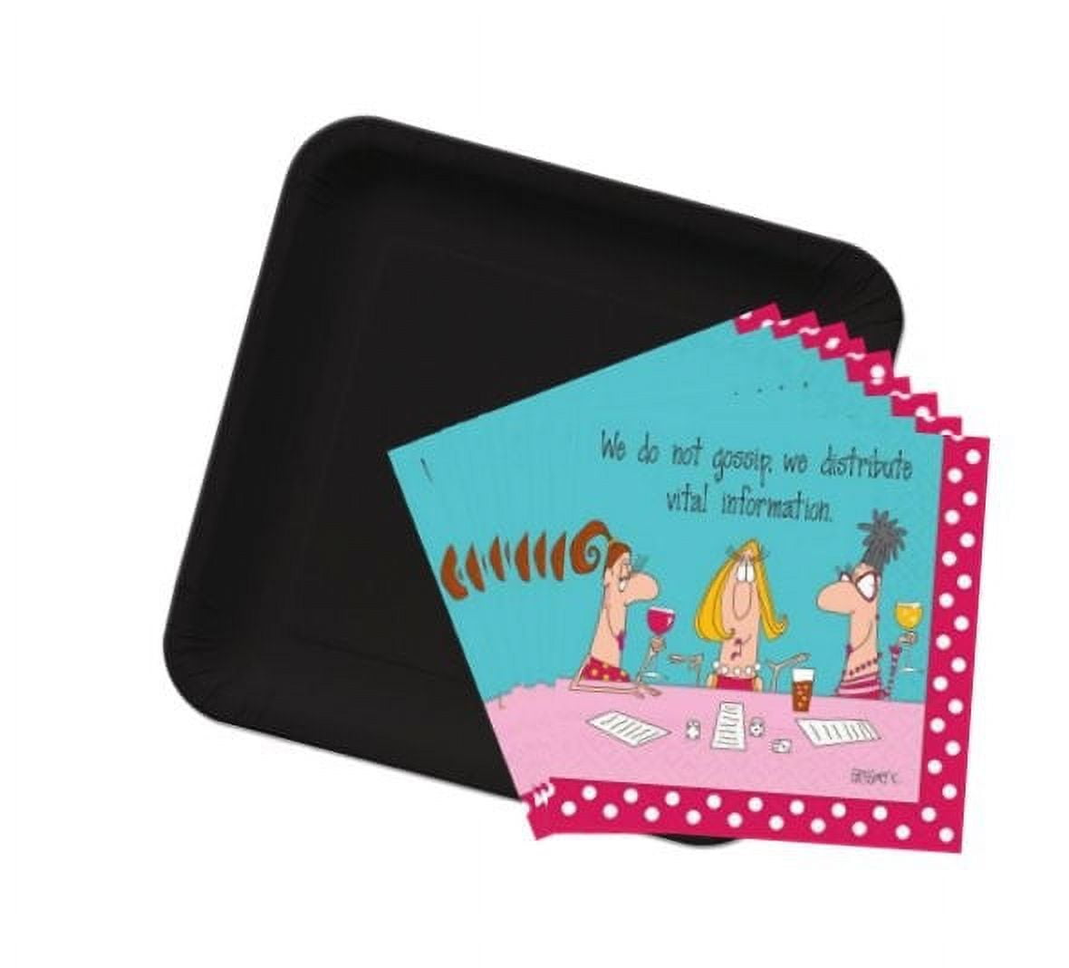 Bunco Gossip Napkins And Pink Plates Set - 36 Piece Set Includes 20 Napkins A