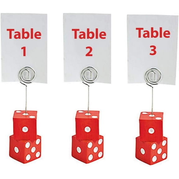 Bunco & Casino Table Number Markers, 3 Piece Red Set with Table 1-3 Cards for Game Night Hosting