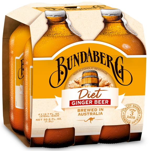 Bundaberg Brewed Diet Ginger Beer Drink, 12.7 fl oz, 4 pack
