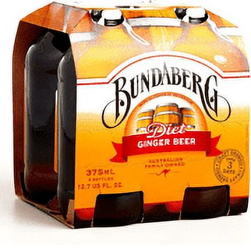 Bundaberg Diet Ginger Beer Soda 4 pk, 1500 mL [Pack of 6]