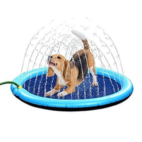 Bundaloo Dog Pool Sprinkler - Outdoor Water Splash Mat & Bathing Fountain for Pets - Thick PVC Material, Non-Slip Bottom, Connects to Standard Garden Hoses - Summer, Lawn & Yard Toy - 51 Diameter