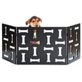 thumbnail image 1 of Bundaloo Freestanding Folding Dog Gate | Expandable Wooden Fence for a Small to Medium Pet Dog | Blocks Doorways, Hallways | Portable Divider with Decorative Design (Black, Dog Bone), 1 of 6