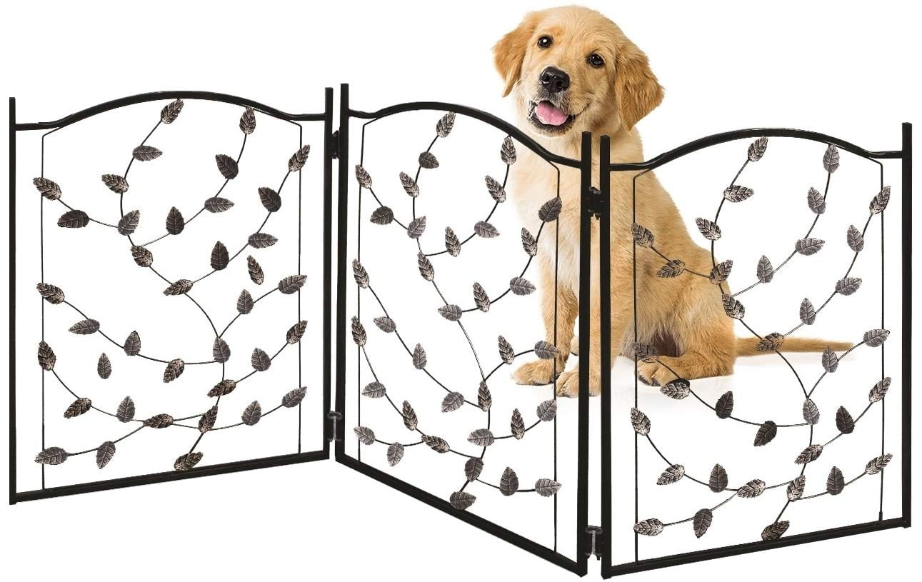 Bundaloo Freestanding Metal Folding Pet Gate Large Portable Panels