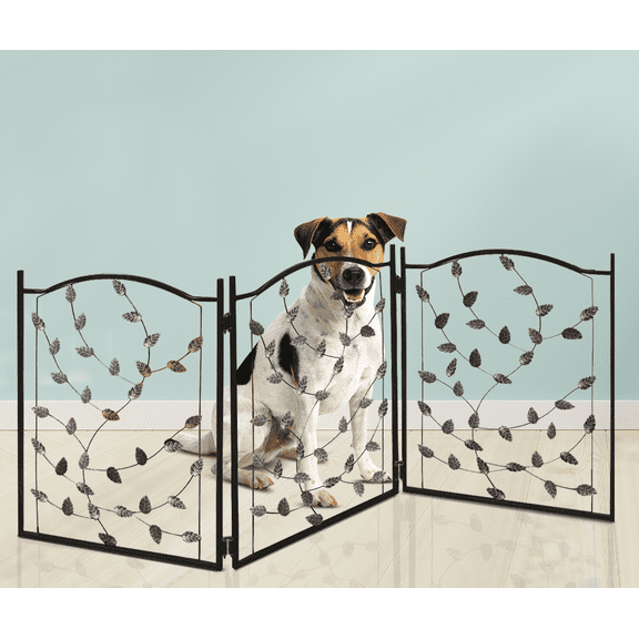 Bundaloo Freestanding Metal Folding Pet Gate | Large Portable Panels for Dog & Cat Security | Foldable & Versatile Enclosure Gates for Puppies | Indoor & Outdoor Playpen Safety Barriers for Pets