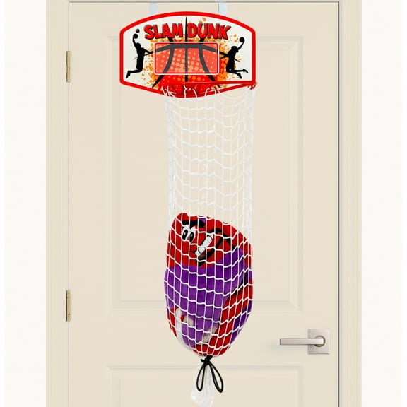 Bundaloo Slam Dunk Basketball Hamper - Over The Door 2 in 1 Hanging Basketball Hoop Or Laundry Hamper Boys & Girls Room Decor - Fun Gift