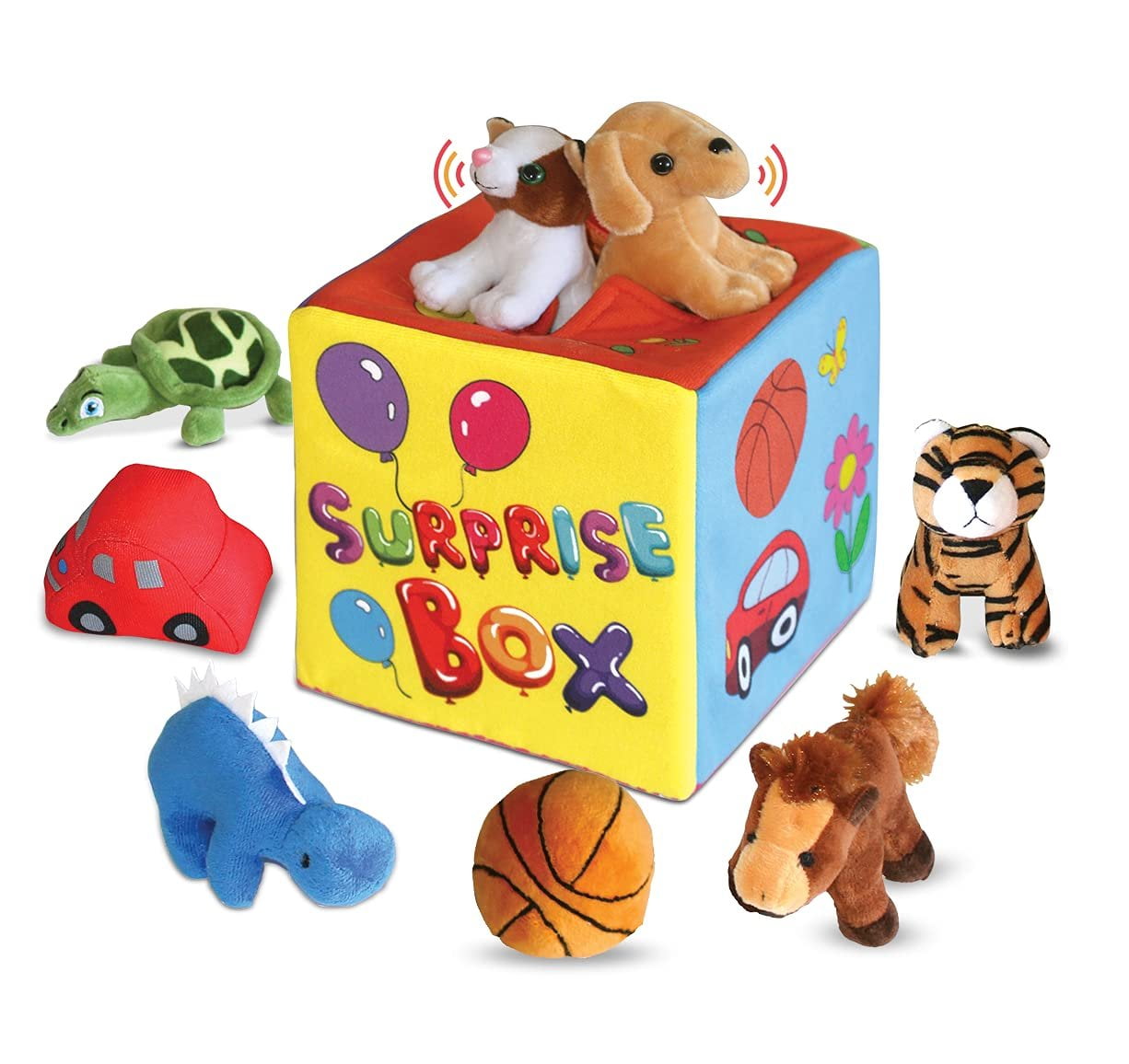 Bundaloo Surprise Box with Plush Toys, Sensory Playset, Squeaky
