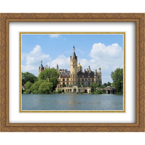 Bundesgartenschau Schweriner Schloss 2x Matted 34x28 Large Gold Ornate Framed Art Print by The Cityscape Art Print Series
