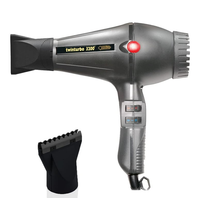 Bundle 2 1 Turbo Power Twin Turbo 3200 Hair Dryer Dark Grey and 1 M Hair Designs Hot Blow Attachment Black