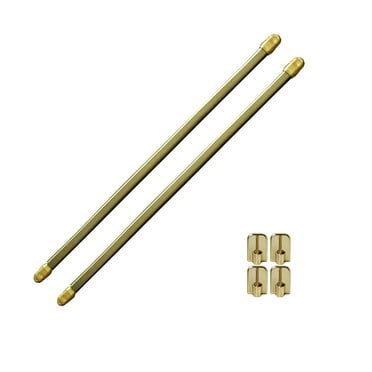 Bundle 2 Cafe Curtain Rods 12" to 16" and 4 Self Adhesive Hooks Gold