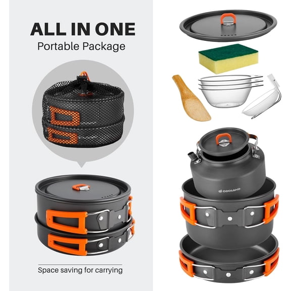 Bundle - 2 Items 10pcs Camping Cookware and Camping Cookware 420ML & 750ML