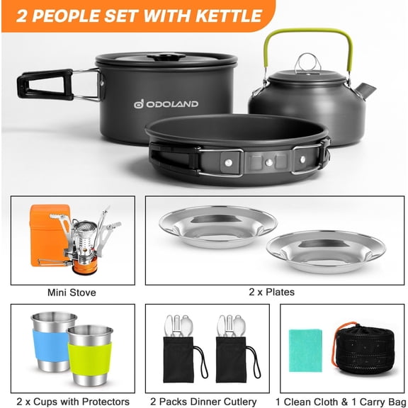 Bundle - 2 Items 16pcs Camping Cookware Set and 10pcs Camping Cookware