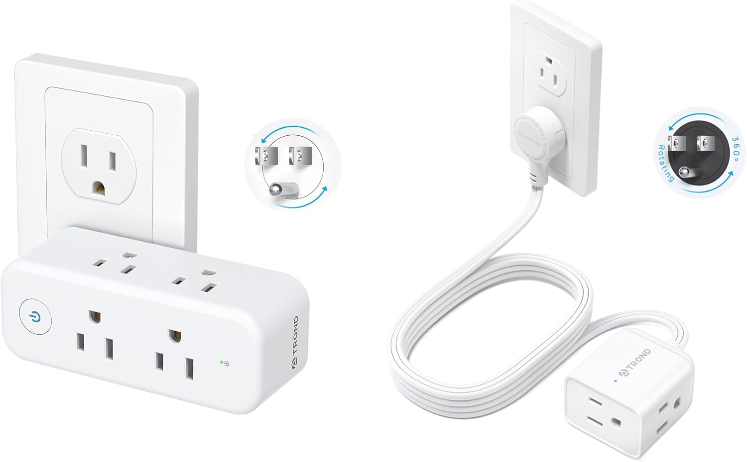 Bundle - 2 Items: Flat Extension Cord 6ft with 360° Rotating Plug & 6 ...