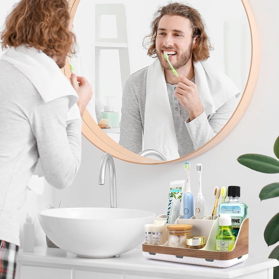 Bundle-2 Items: Toothbrush Holder and Bathroom Organizer