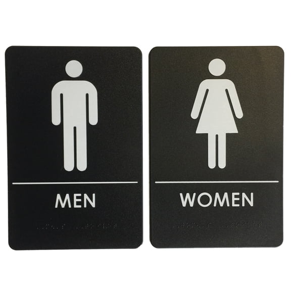 Bundle - 2 items: Men and Women Restroom Sign Black/White - ADA