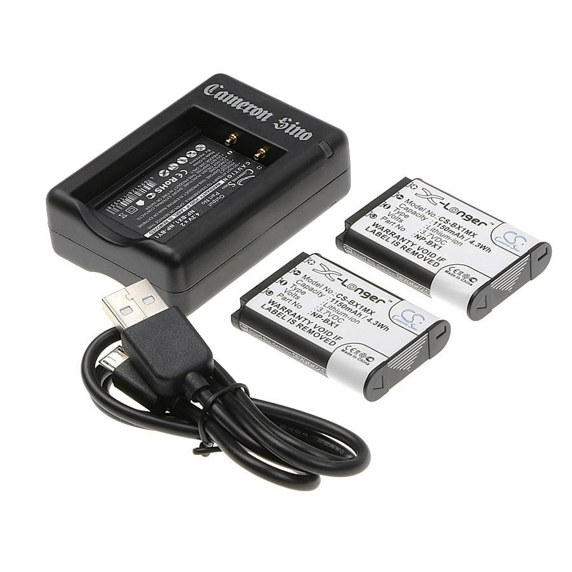 Bundle - 2 x 1150mAh Battery, Charger for Sony HDR-GWP88V, HDR