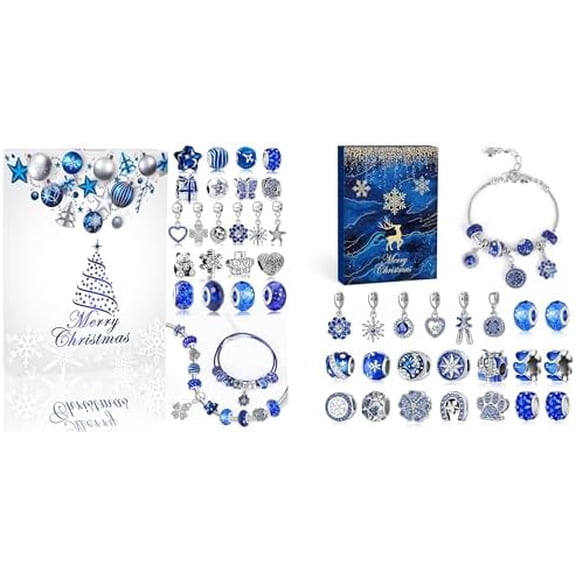Bundle - Advent Calendar Blue Jewelry Set Christmas Countdown and Royal Blue Jewelry 24 Days Christmas Countdown$$Home Decor, Kitchen, & Other