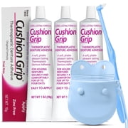 ZYROCO Cushion Grip Thermoplastic Gel Denture Adhesive with Silicone for Lower Dentures, 1 oz, 3 Pack