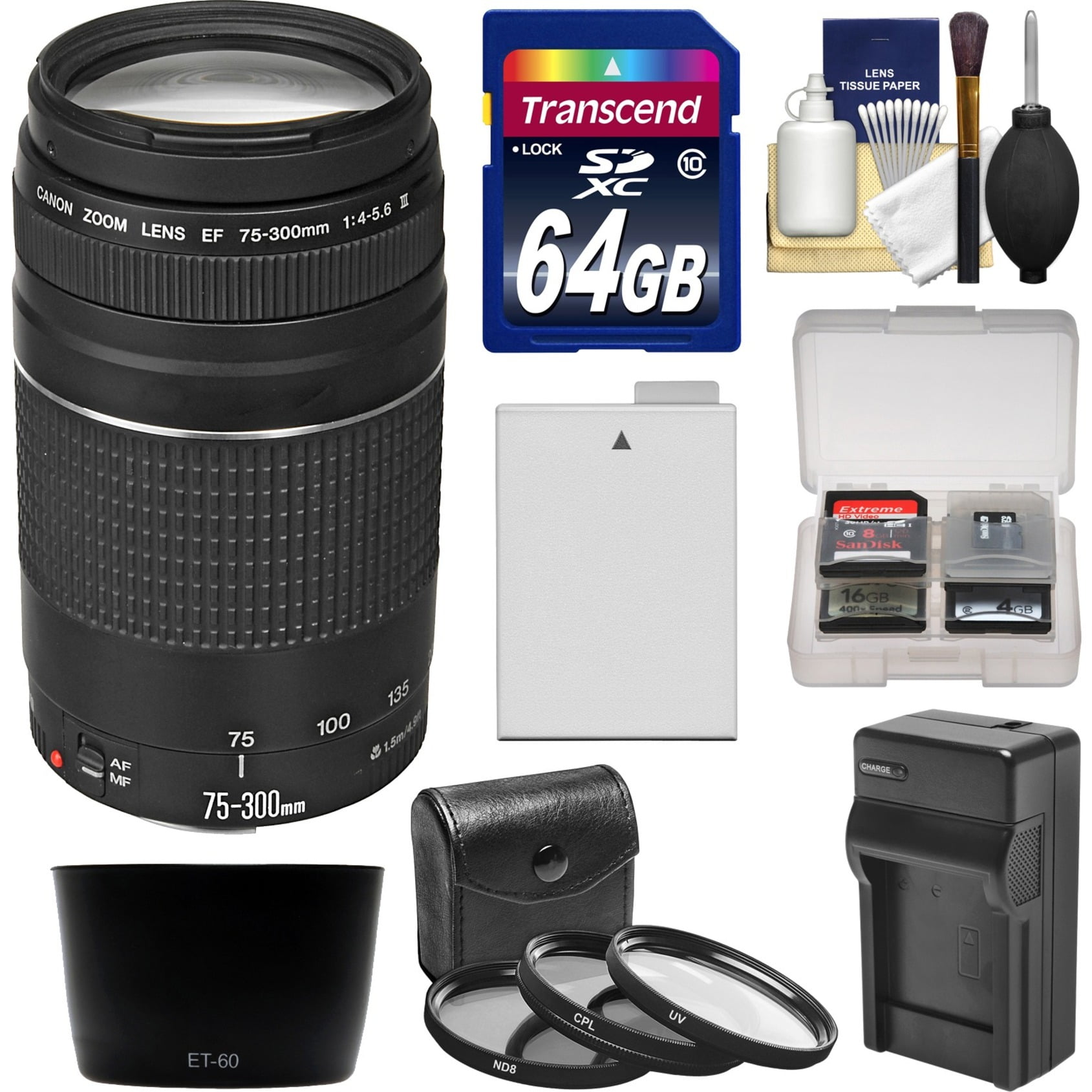 Bundle EF 75-300mm f/4-5.6 III Zoom Lens - Walmart.com