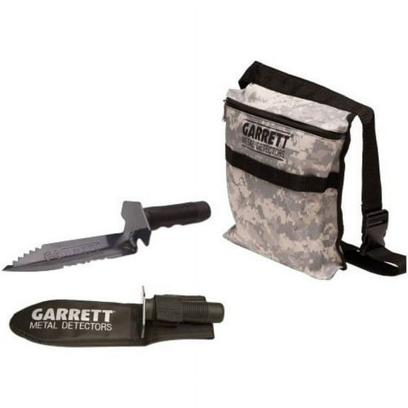 Garrett Edge Metal Detector Digger with Sheath and Camo Finds Pouch Combo
