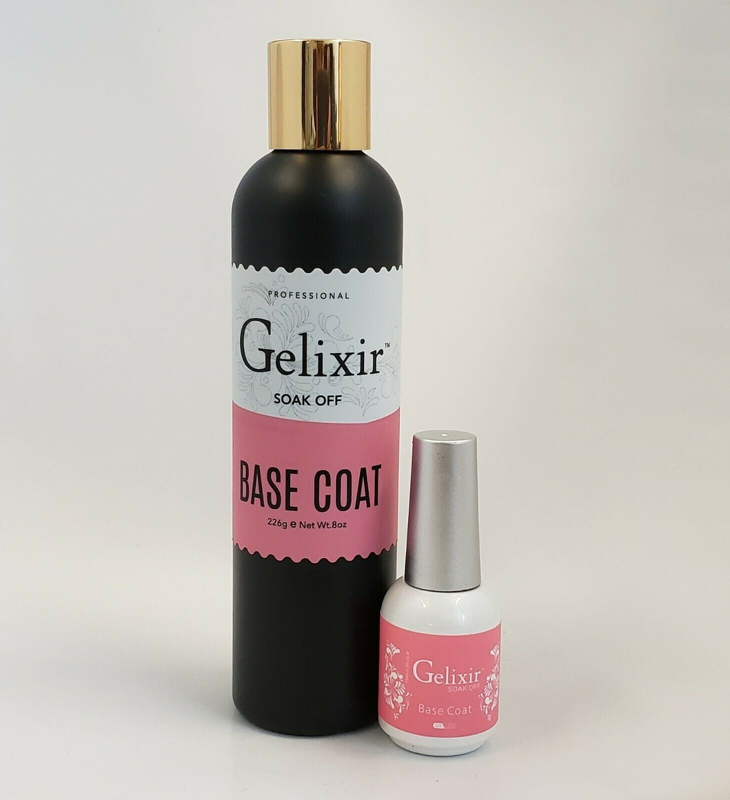 Bundle GELIXIR LED/UV Soak off Gel - (FOUNDATION) BASE COAT&nbsp;(Refill 8oz + 0.5oz)
