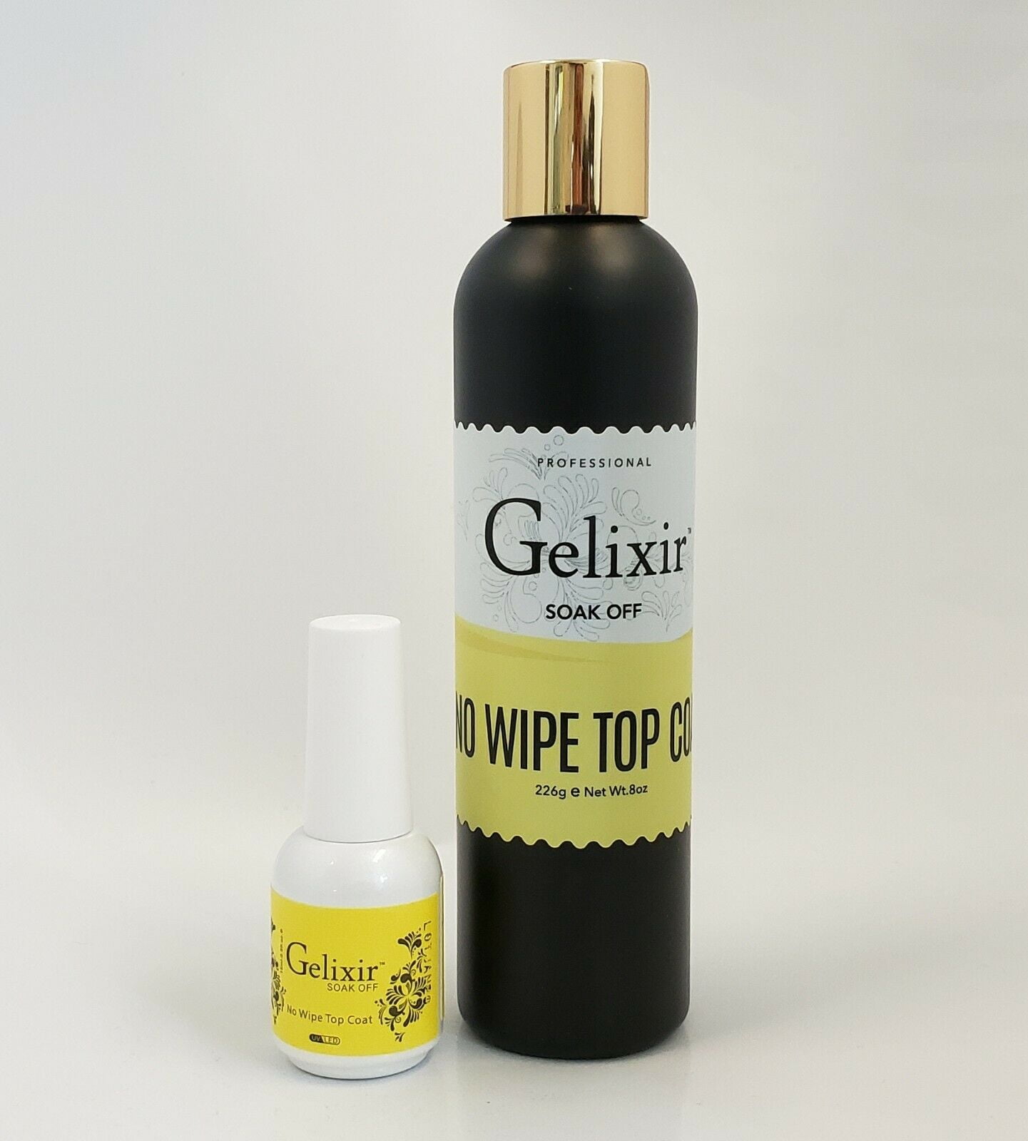 Bundle GELIXIR LED/UV Soak off Gel - NO CLEANSE GEL TOP COAT (8oz + 0.5oz)