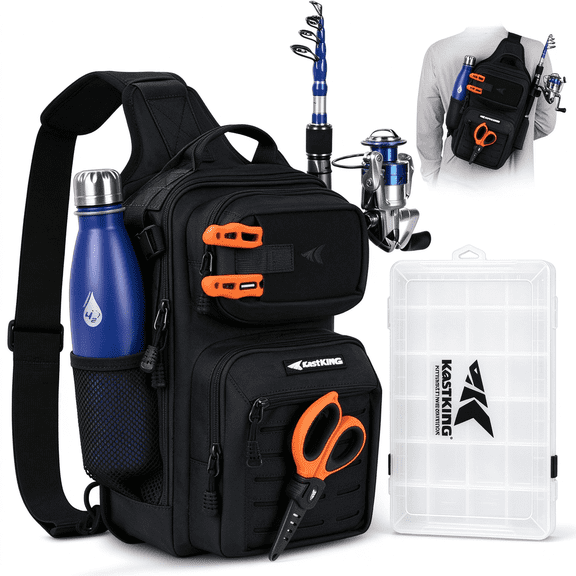 KastKing Tactical Sling Tackle Bag With Tray-Fishing Backpack Storge Fishing Gear and Equipment,Gift for Men