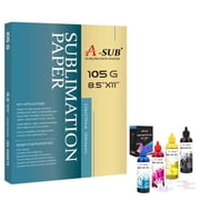 Bundle Kit 150 Sheets A-SUB Sublimation Paper 8.5x11 Inch 105gsm + A-SUB Sublimation Ink for Inkjet Printers ET-2803 4700 2800 4760 15000