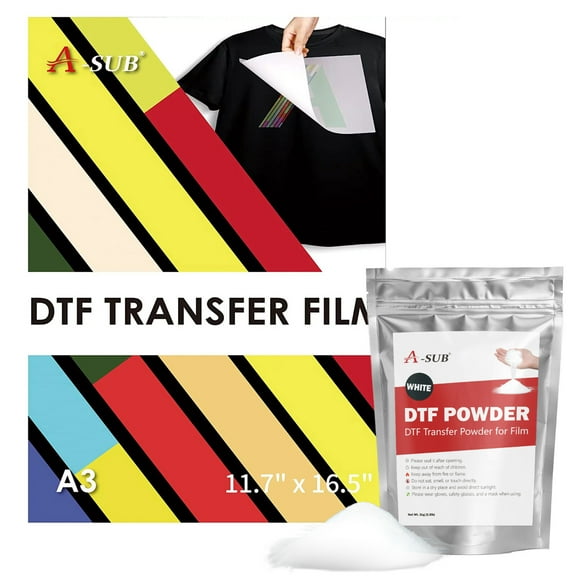 Bundle Kit A-SUB DTF Powder White 2.2lb + 120 Pk DTF Film Sublimation Paper A3