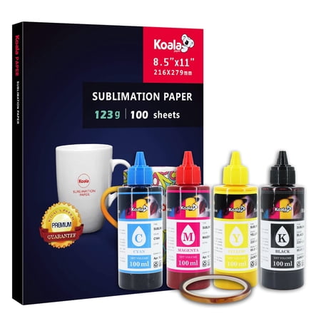 Bundle Koala Sublimation Paper 8.5X11 Inch 123gsm and Koala Sublimation Ink for All Epson Printers EcoTank Supertank Inkjet Printer ET-2400 2720 2760 2800 2803 2830 4800