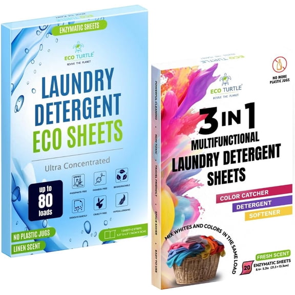 Bundle: Laundry Detergent Sheets & 3-in-1 Laundry Detergent, Fabric Softener, Color Catcher Sheets, Plastic Jug-Free, Easy-to-Use, Eco-Friendly, Laundry Washing Concentrated Liquidless Laundry Soap