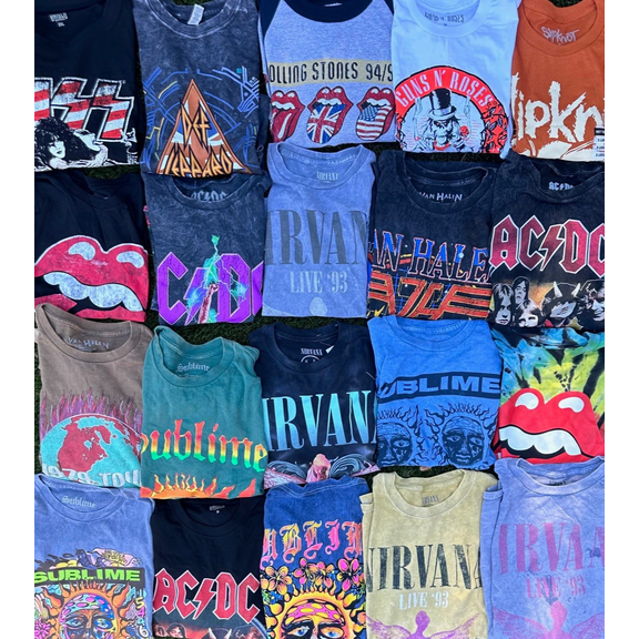 Bundle Lot of 5 New Men's T-Shirts Rock Band Vintage Concert Tour Authentic Tee (Small, Multi)