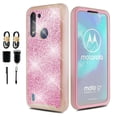 thumbnail image 1 of Bundle and for Moto G8 Power LITE Glitter Phone Case Dual Layer Full-Body Rugged Clear Back Case Drop Resistant Shockproof Case with Built In Screen Protector, 1 of 4