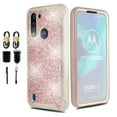 thumbnail image 1 of Bundle and for Moto G8 Power LITE Glitter Phone Case Dual Layer Full-Body Rugged Clear Back Case Drop Resistant Shockproof Case with Built In Screen Protector, 1 of 4