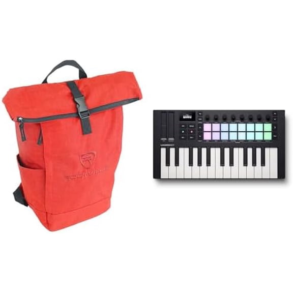 Bundle: Novation LAUNCHKEY MINI 25 MK4 25-key MIDI Ableton Live Keyboard Controller Bundle with Rockville RPAK Burned Red Stylish Durable Backpack Bag w/Padded Laptop Pocket (2 Items)$$Music