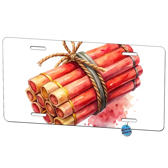 Bundle Of Sticks Of Dynamite Watercolor Metal Novelty License Plate