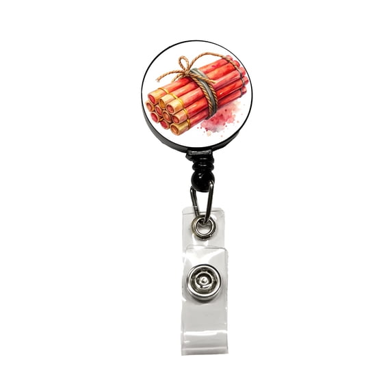 Bundle Of Sticks Of Dynamite Watercolor Retractable Reel ID Badge Key Card Name Tag Holder with Clip